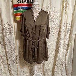 Lane Bryant dark taupe tie waist tunic NWT